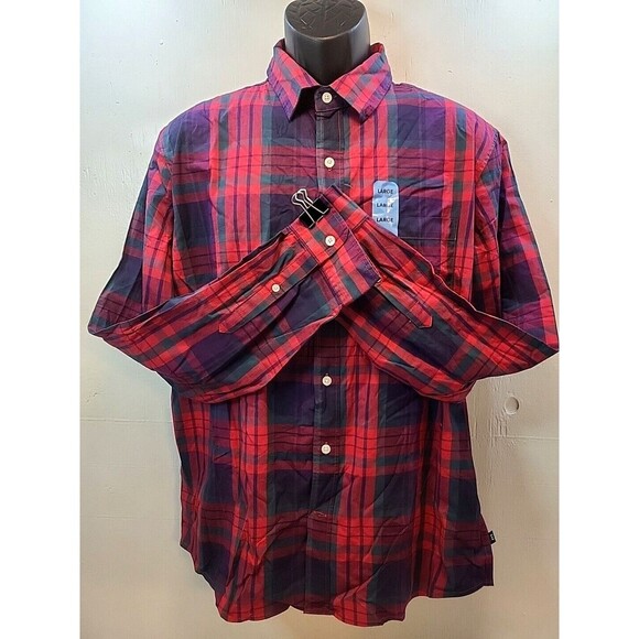 Gap Men's Large Shirt Multicolor Plaid Check Cowboy Button Cotton Long Sleeve - Picture 3 of 6